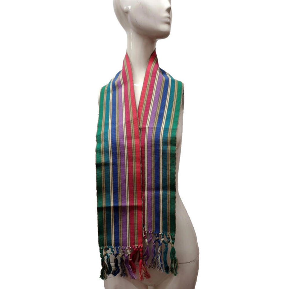 Vintage Rainbow VERY Wide Belt Sash 70s Liz Claiborne DESIGNER Unisex Size M L